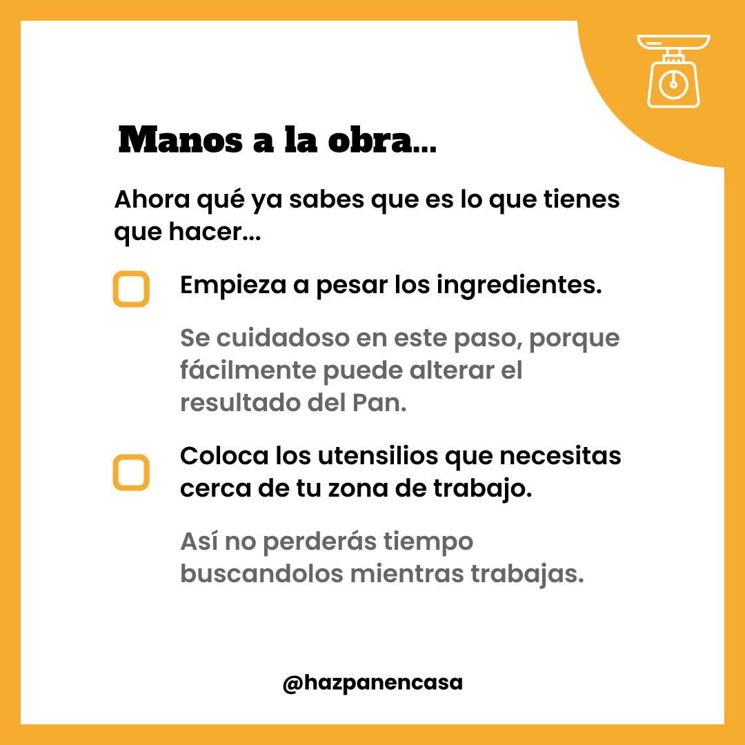 Paso 1 · Pesar ingredientes y preparar utensilios