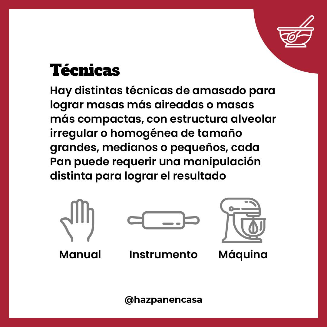 Paso 2 · Técnicas de amasado: manual, con instrumento y con máquina